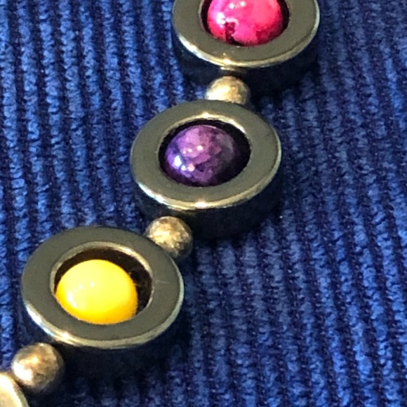 Handmade hematite and stone necklace - Picture 7 of 8